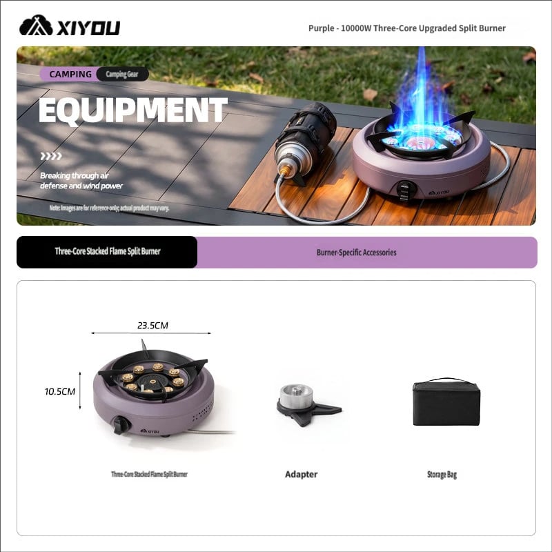 Split-Type Gas Stove with Pressure Regulator — Portable Outdoor Camping