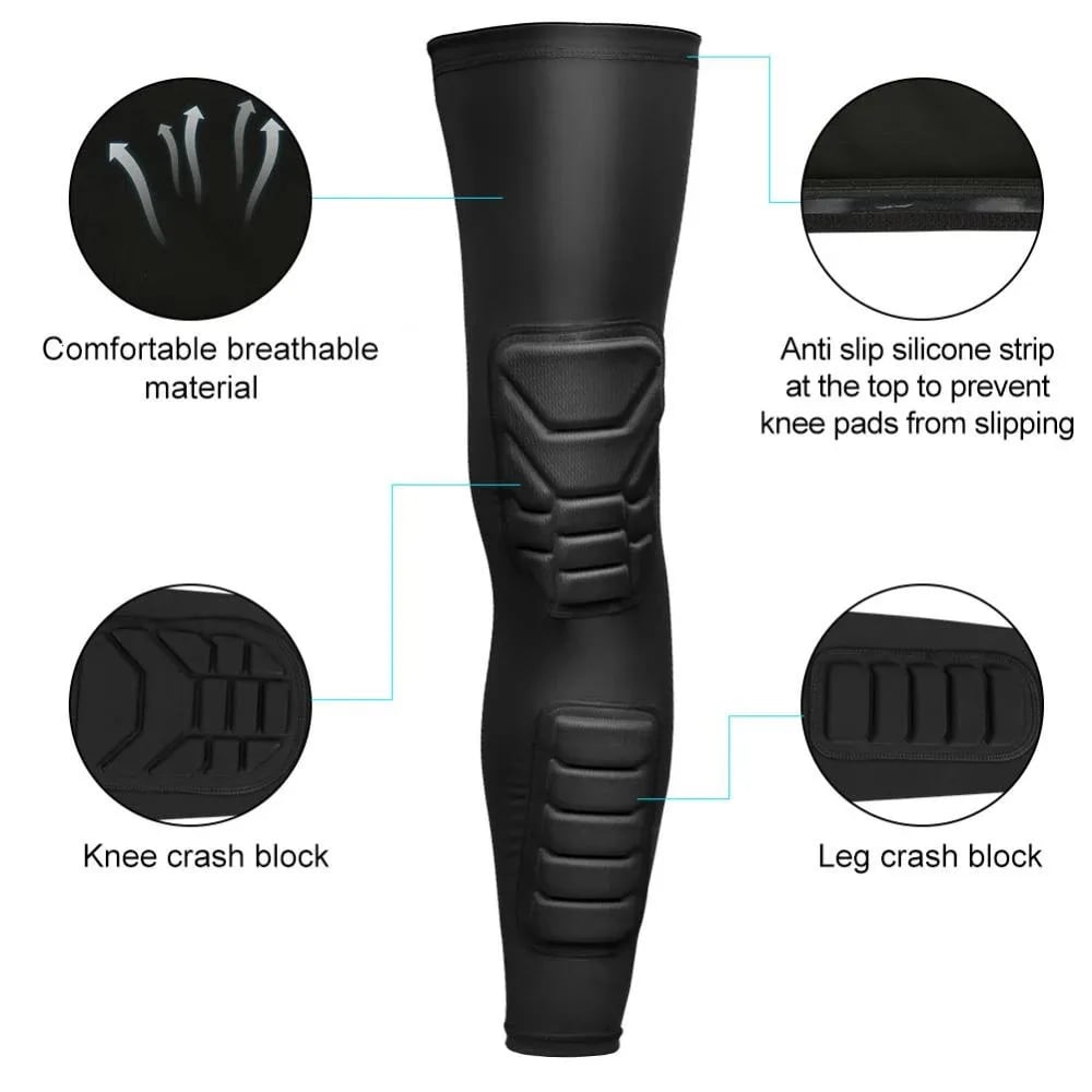 Knee & Leg Compression Sleeve Set - Padded Thigh Support for Basketball, Volleyball