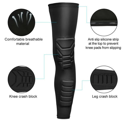 Knee & Leg Compression Sleeve Set - Padded Thigh Support for Basketball, Volleyball