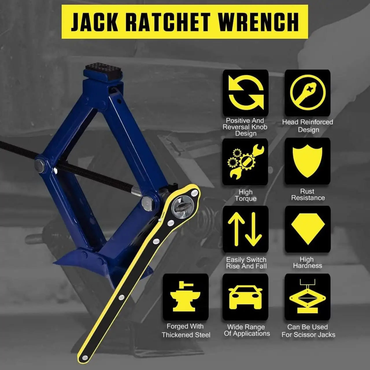 Auto Jack Ratchet Wrench of Labor-Saving Desigh, Car Jack and Lug Wrench, Handle Scissor Jack