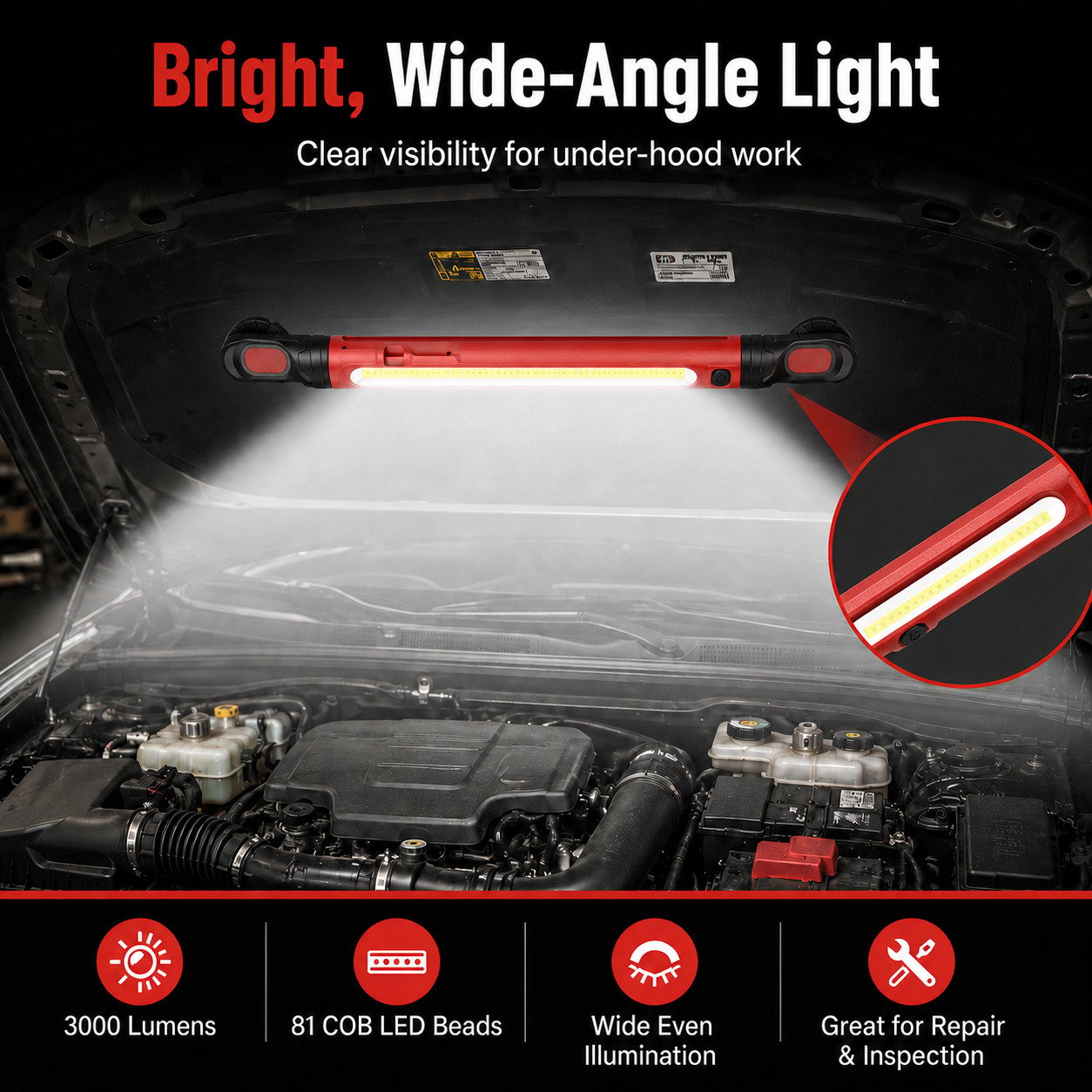 🔥3000LM Rechargeable Magnetic LED Work Light Bar