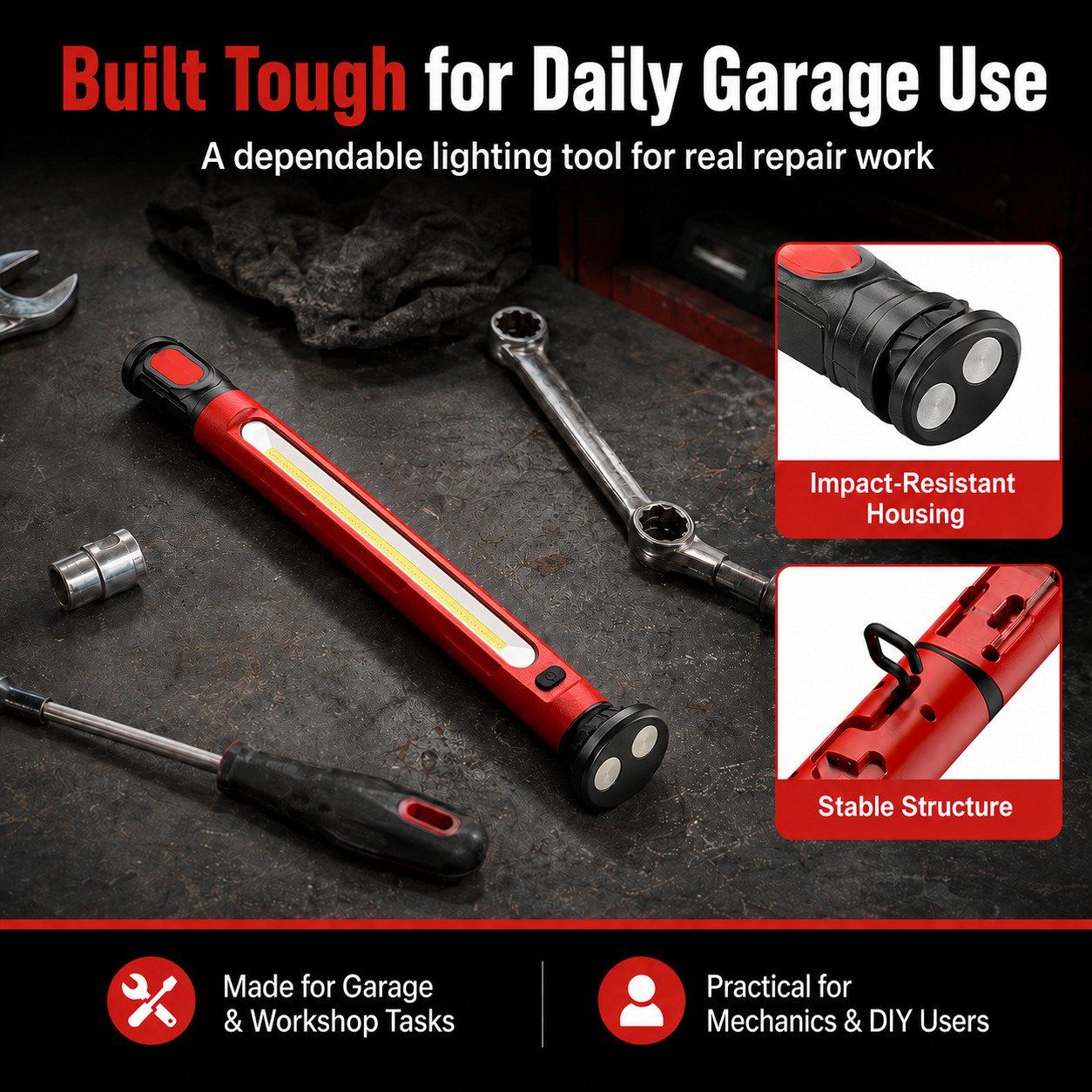 🔥3000LM Rechargeable Magnetic LED Work Light Bar