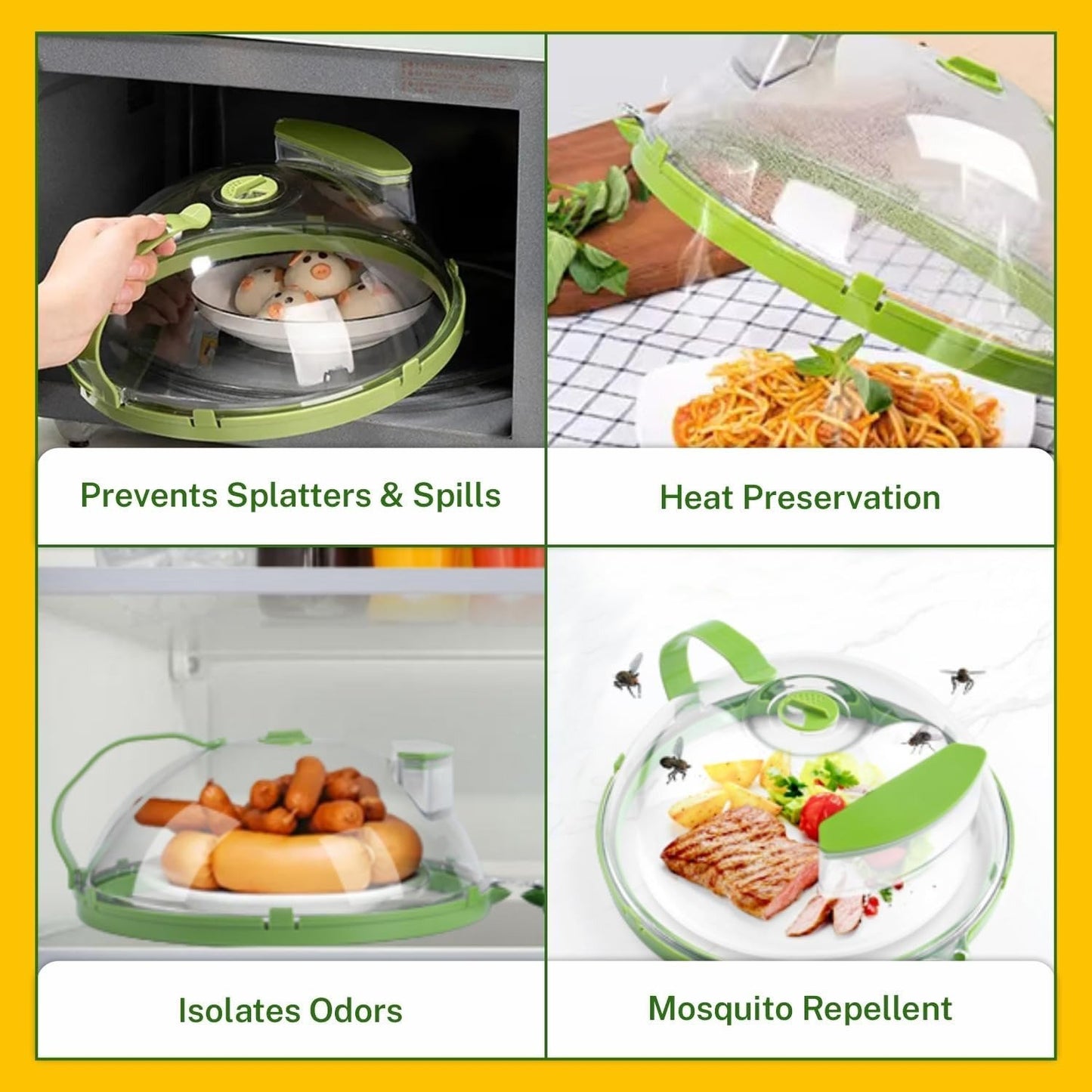 🍽️ Microwave Food Cover with Built-In Steamer 🔥