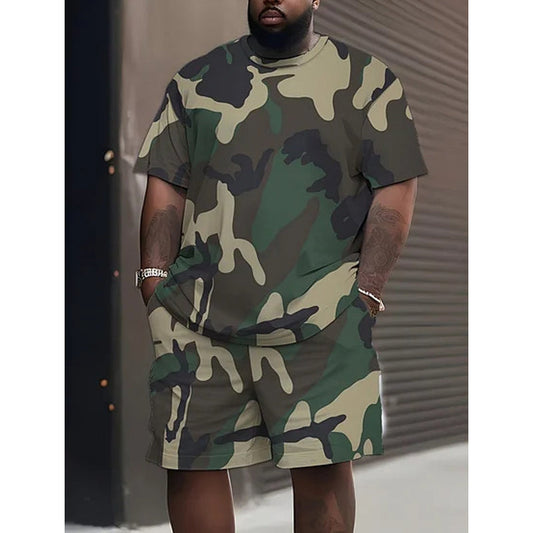 🌲Men's Camouflage Print T-Shirt & Shorts Set