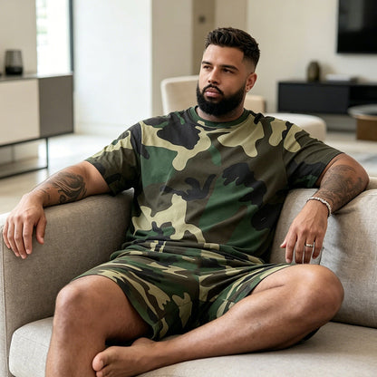 🌲Men's Camouflage Print T-Shirt & Shorts Set