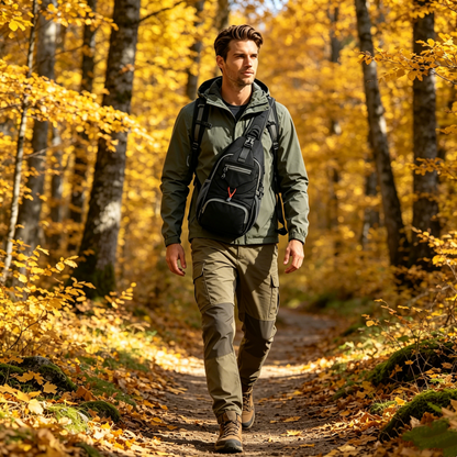 ✨ Men's Outdoor Sling Bag – Multi-Pocket, Water-Resistant, Breathable Back 🌦️