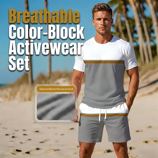 👕Men's Summer Color-Block Sportswear Set☀️