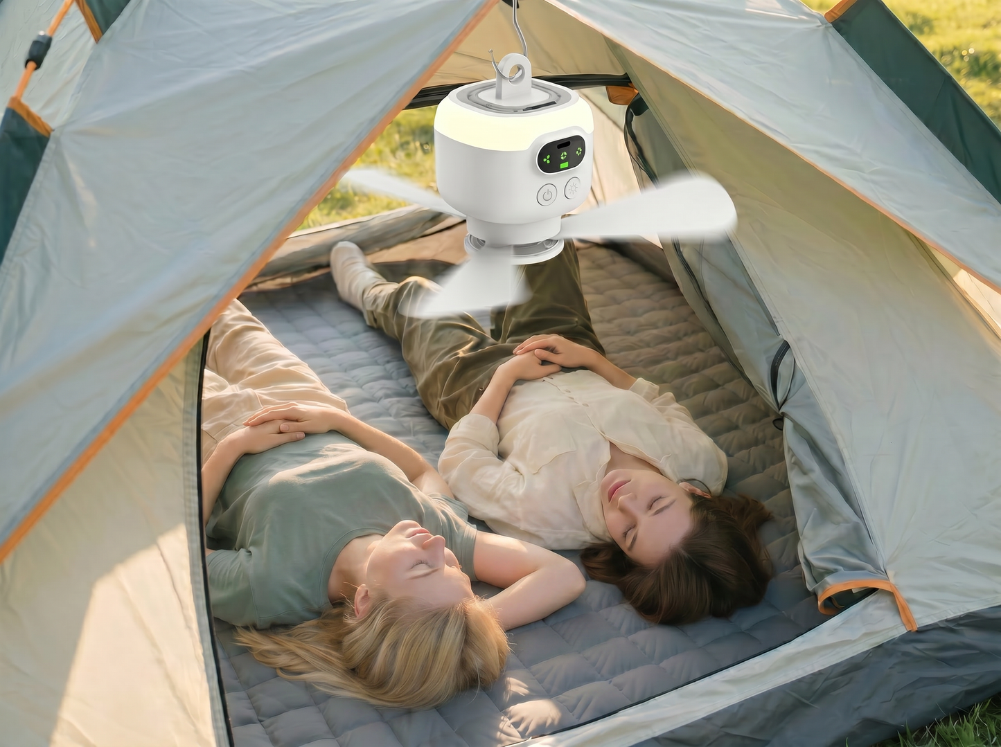 Portable Camping Fan with LED Light