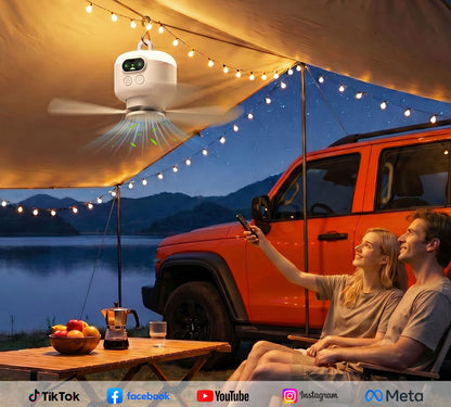 Portable Camping Fan with LED Light