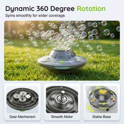 🛸 SMART ROTATING UFO BUBBLE MACHINE — 360° Auto-Rotation