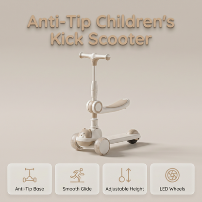 🛴Anti-Tip Children's Kick Scooter with Luminous Wheels