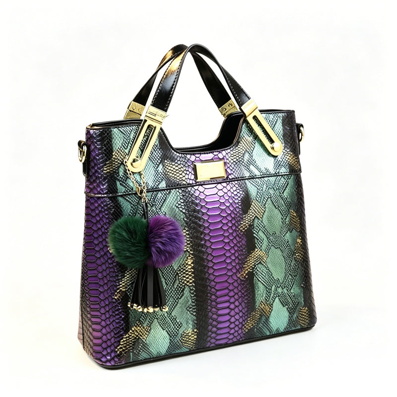 Elegant Snakeskin PU Leather Tote Bag