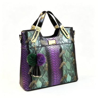 Elegant Snakeskin PU Leather Tote Bag