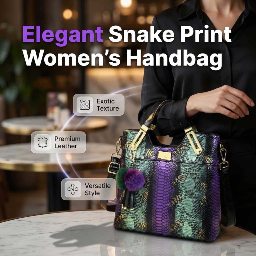 Elegant Snakeskin PU Leather Tote Bag