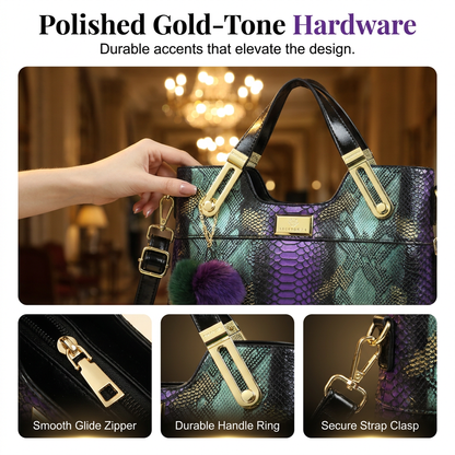 Elegant Snakeskin PU Leather Tote Bag