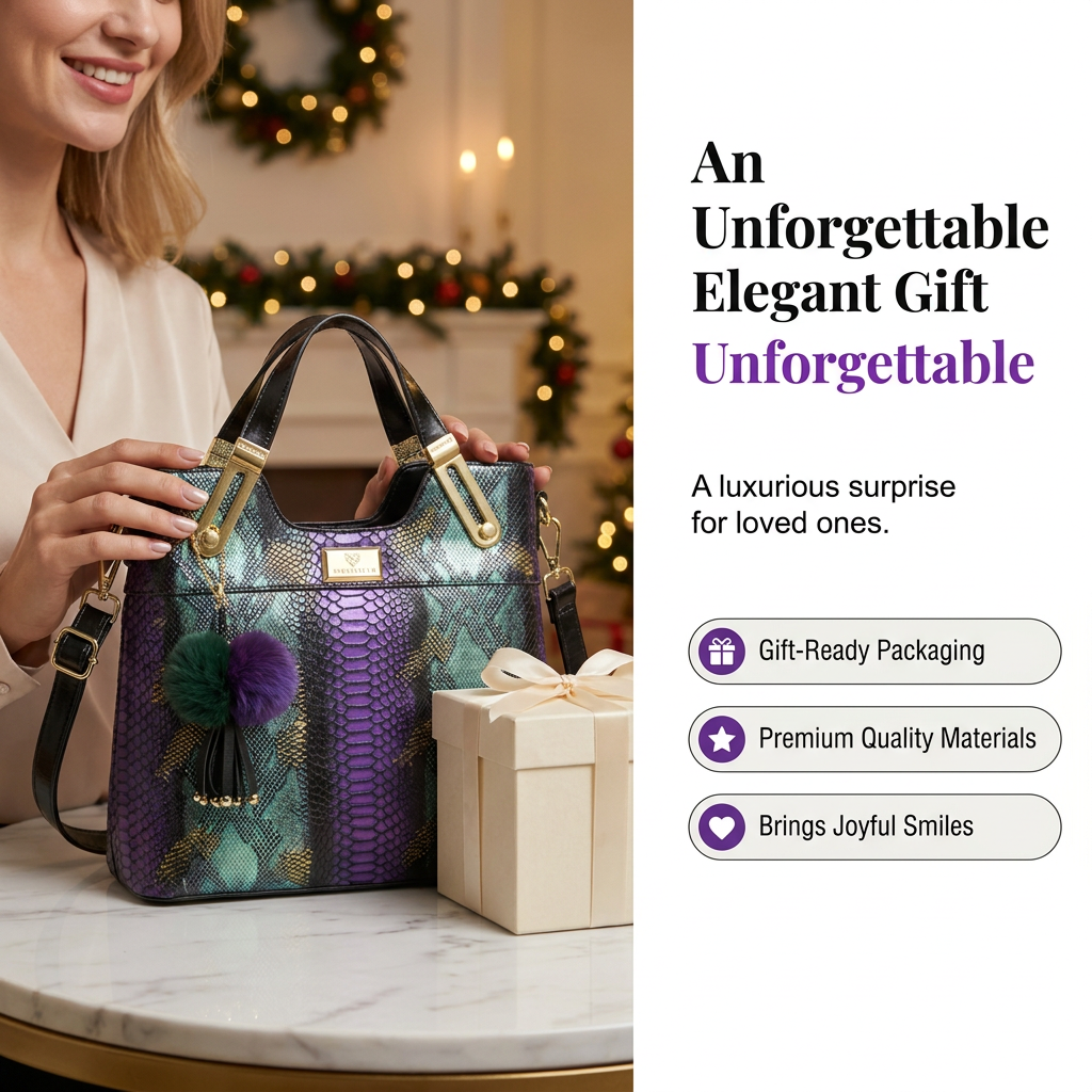 Elegant Snakeskin PU Leather Tote Bag