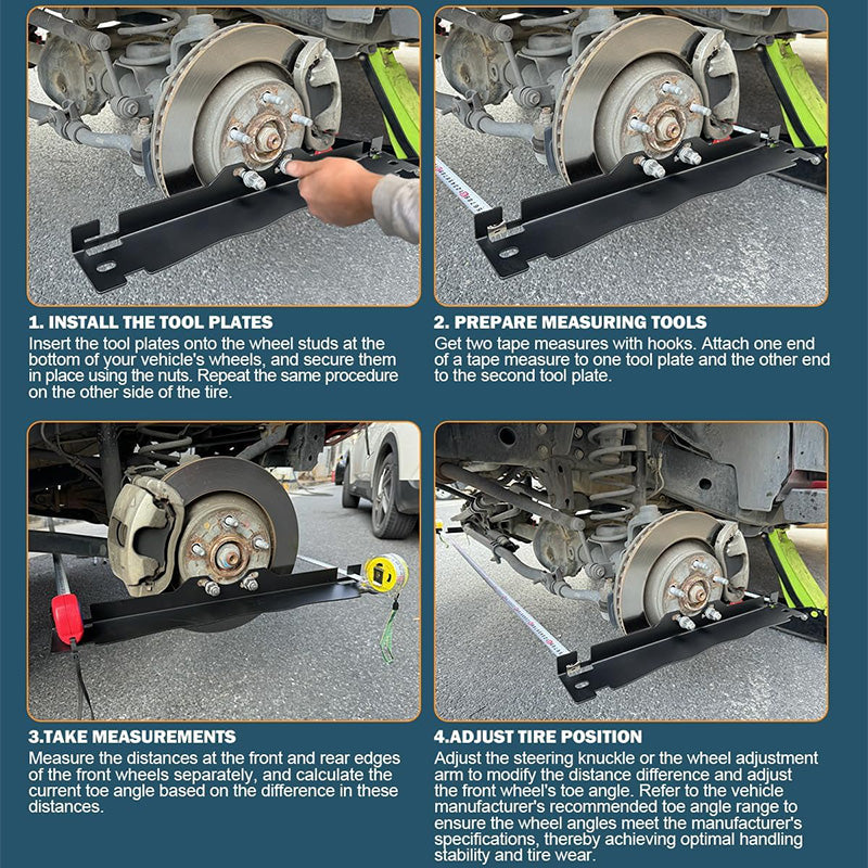 🔥 Anti-Slip Wheel Alignment Plate - Stainless Steel with Laser-Etched Scale