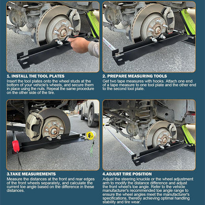 🔥 Anti-Slip Wheel Alignment Plate - Stainless Steel with Laser-Etched Scale