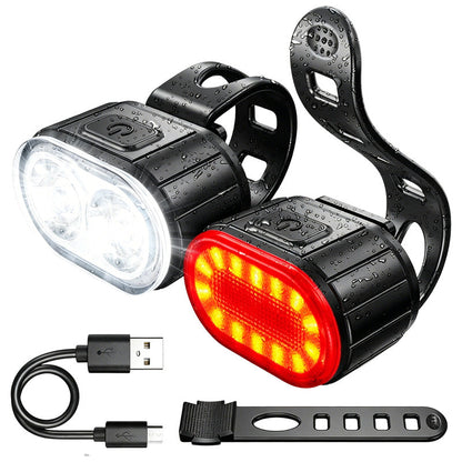⏳Limited-time 50% off⏰USB Rechargeable Bike Light Set🚲🔦