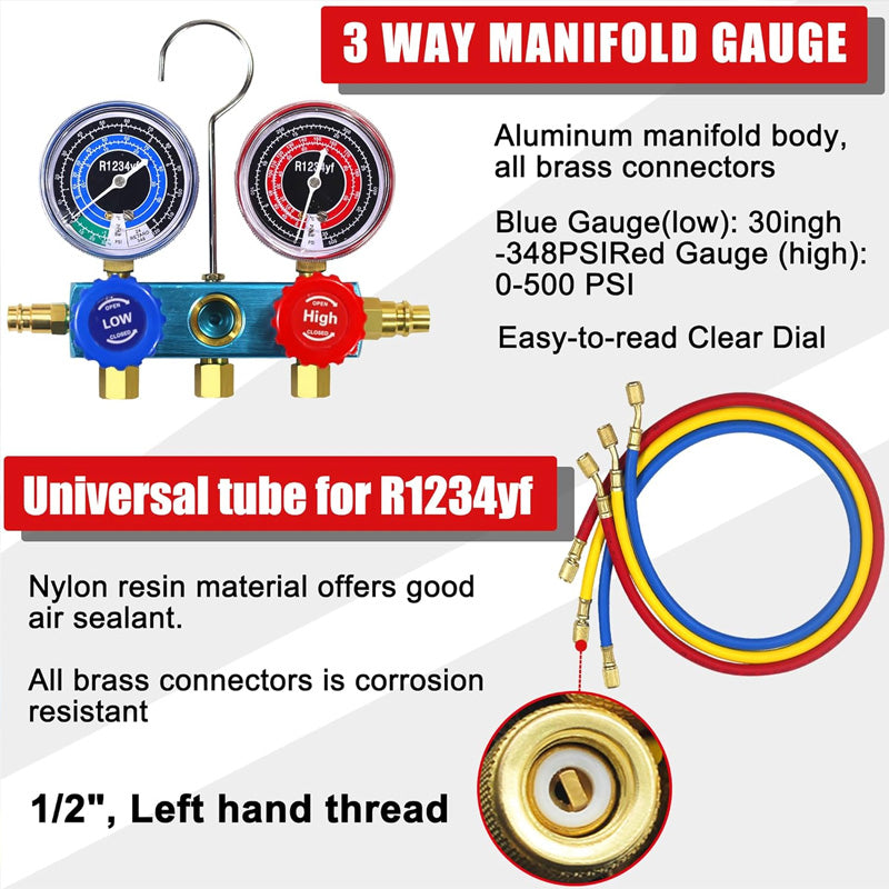 🏆❄️❄️🧰3 Way R134/R22/R410 AC Gauges