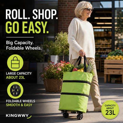 🛒2-in-1 Foldable Shopping Cart✨Portable Lightweight Grocery Trolley