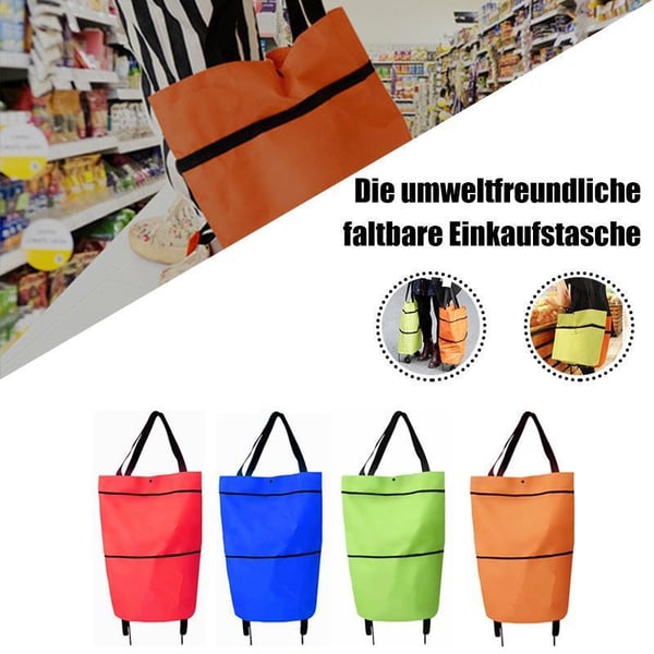 🛒2-in-1 Foldable Shopping Cart✨Portable Lightweight Grocery Trolley