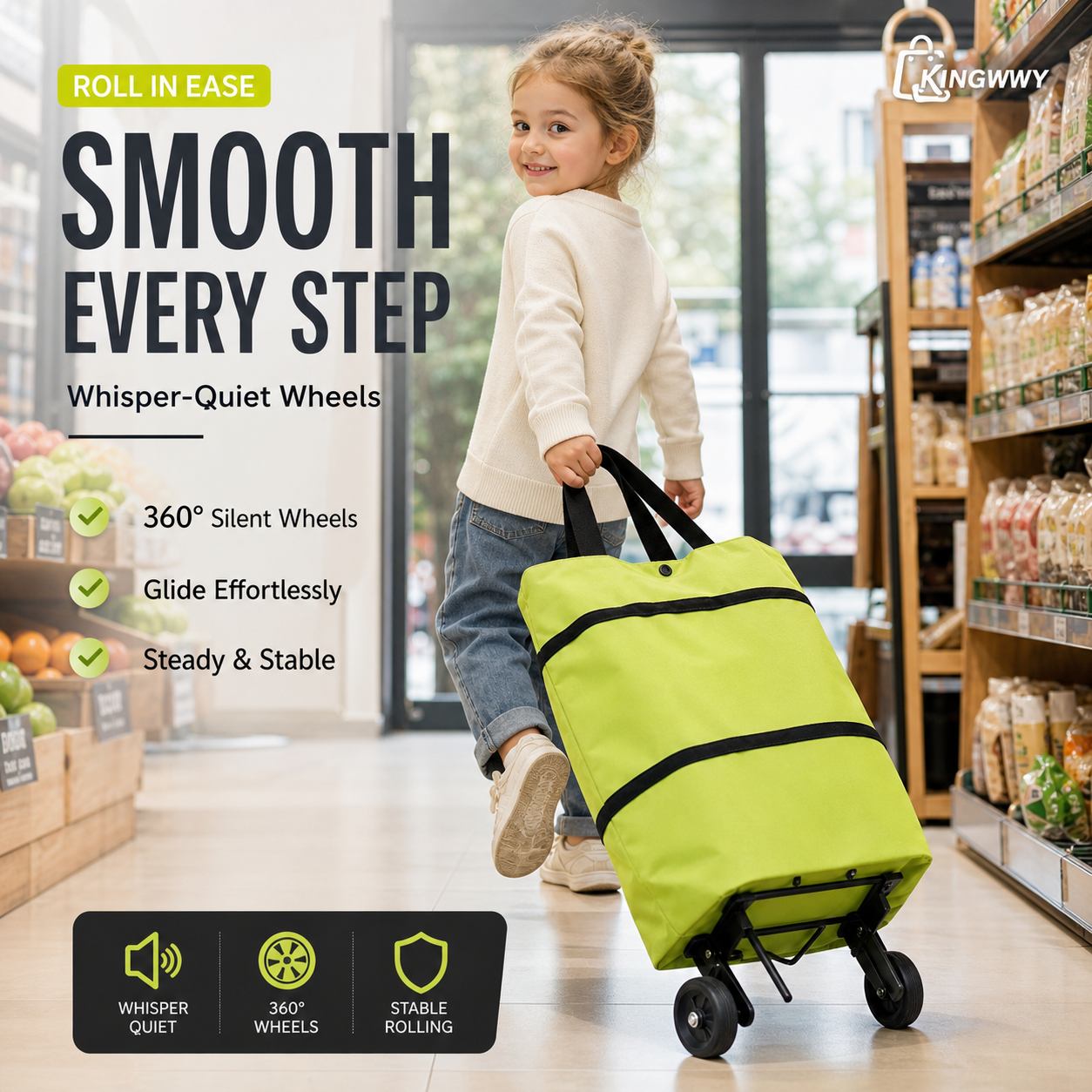 🛒2-in-1 Foldable Shopping Cart✨Portable Lightweight Grocery Trolley