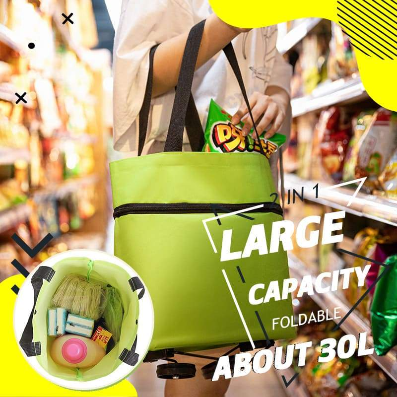 🛒2-in-1 Foldable Shopping Cart✨Portable Lightweight Grocery Trolley