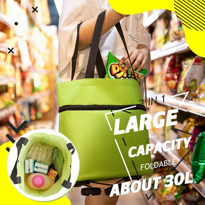 🛒2-in-1 Foldable Shopping Cart✨Portable Lightweight Grocery Trolley