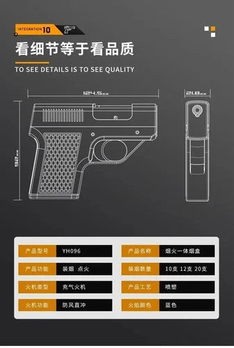 New Lighter Cigarette Case Jet Flame Pistol Gun Gas Cigar Butane Turbo Windproof