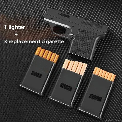 New Lighter Cigarette Case Jet Flame Pistol Gun Gas Cigar Butane Turbo Windproof