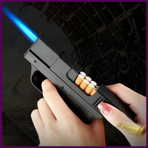 New Lighter Cigarette Case Jet Flame Pistol Gun Gas Cigar Butane Turbo Windproof