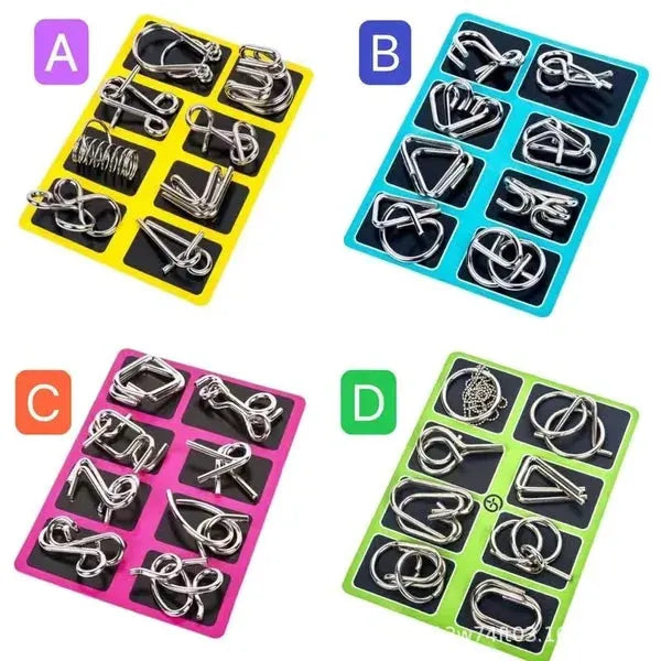 ✨50% OFF -Metal Puzzle Ring Set (32-Piece) Blue Edition Brain Teaser Game