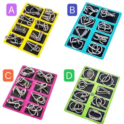 ✨50% OFF -Metal Puzzle Ring Set (32-Piece) Blue Edition Brain Teaser Game