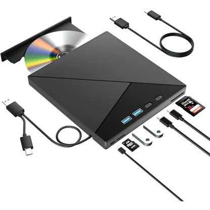 USB 3.0 Type-C External CD/DVD Drive Burner with SD/TF Card Reader & USB Hub
