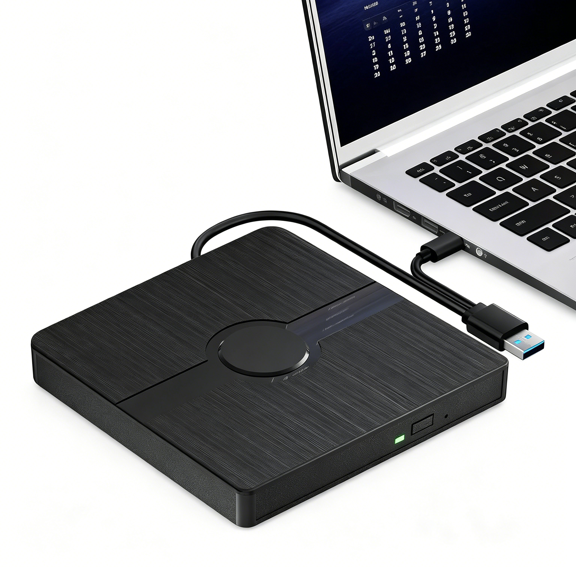 USB 3.0 Type-C External CD/DVD Drive Burner with SD/TF Card Reader & USB Hub