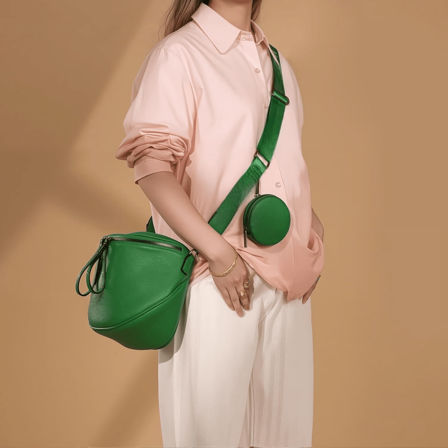 Large Vegan Leather Crossbody Bum Bag with Coin Purse