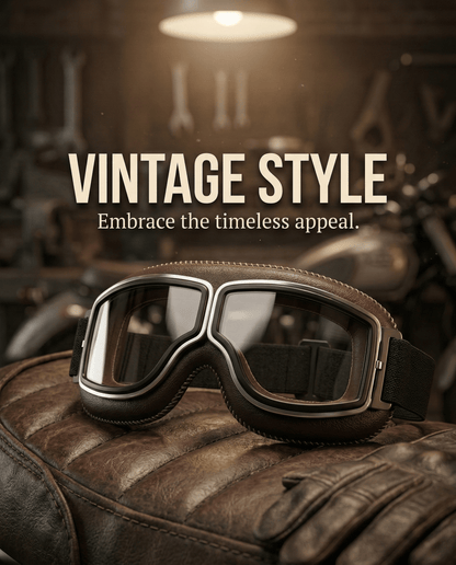Windproof Helmet Sunglasses Retro Folding Leather Retro goggles