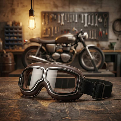 Windproof Helmet Sunglasses Retro Folding Leather Retro goggles