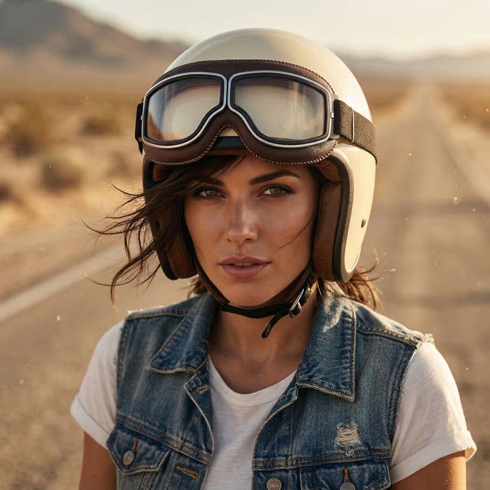 Windproof Helmet Sunglasses Retro Folding Leather Retro goggles