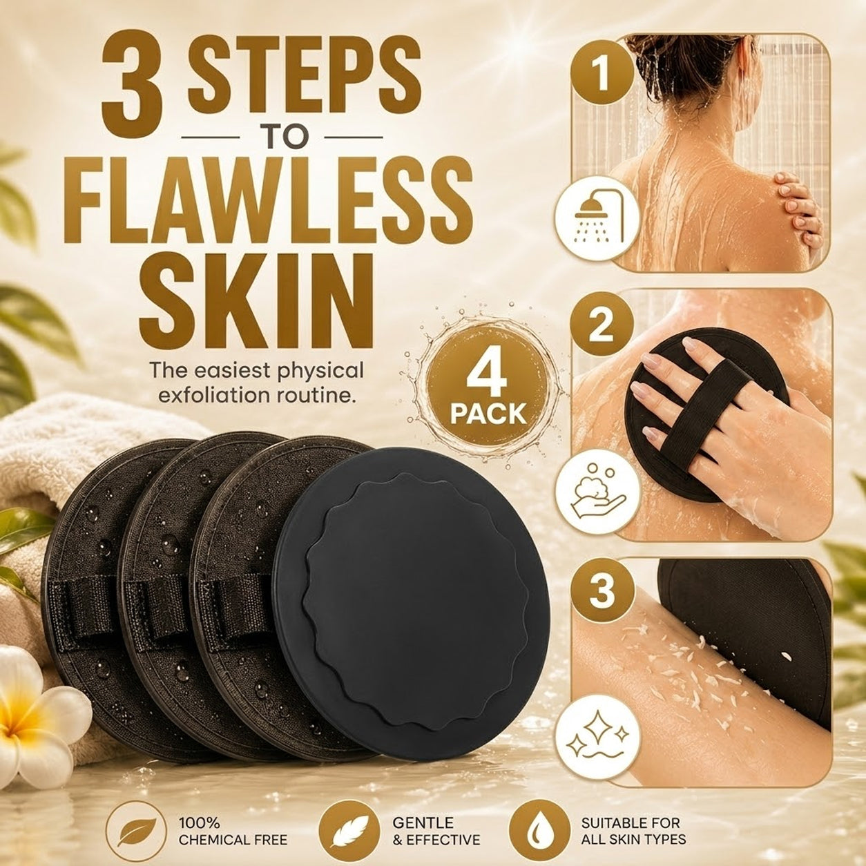 Body Scrubber Exfoliating Glove Bath Shower Mitt Dead Skin Remover Massage Pad