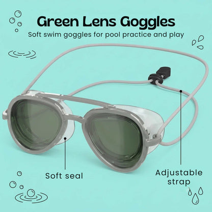 Sunglass-Style Anti-Fog Mirror Swim Goggles