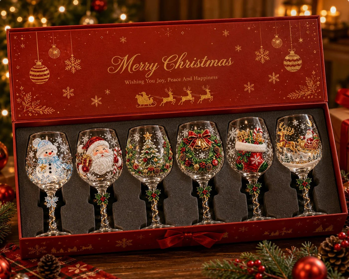 Christmas Santa Wine Glass Collection Gift Box Set✨ | Crystal Decal Artwork