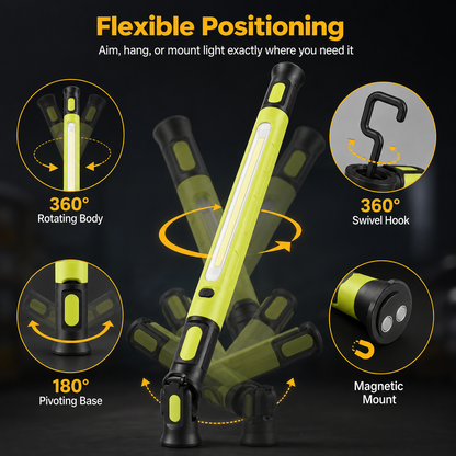 Underhood Work Light, 3000 Lumens COB with 360° Rotating Hanging Hook, Magnetic Light Bar