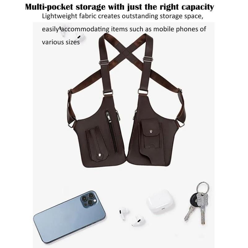 Adjustable Underarm Shoulder Bag for Men and Women - Anti-theft Hidden Storage for Cell Phones and Other Hunting and Outdoor Gear, Premium Leather. Crossbody Fanny Pack Lightweight Pockets