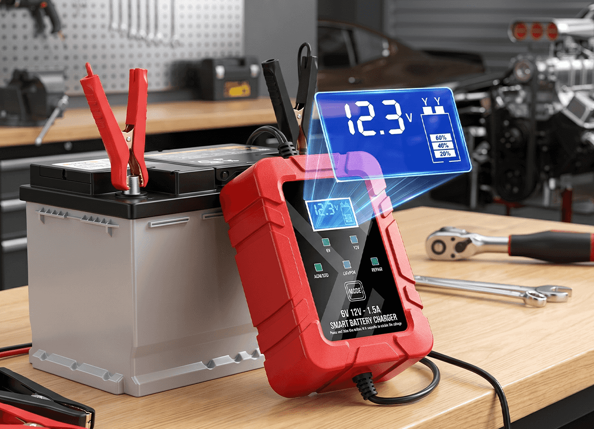 Smart Trickle Battery Charger and Maintainer(1.5A 6/12V)