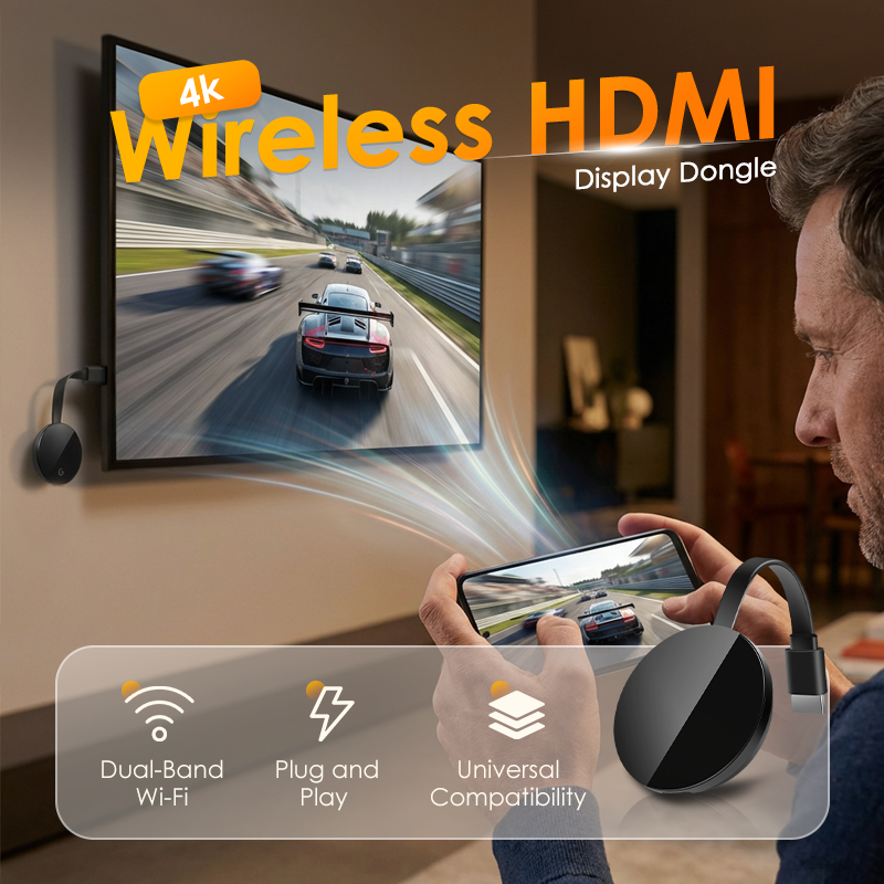 💎 50% OFF! 💎 4K Wireless HDMI Display Dongle – Dual-Band Wi-Fi, Plug-and-Play & Universal Screen Mirroring for iOS/Android/Mac/PC 📺✨