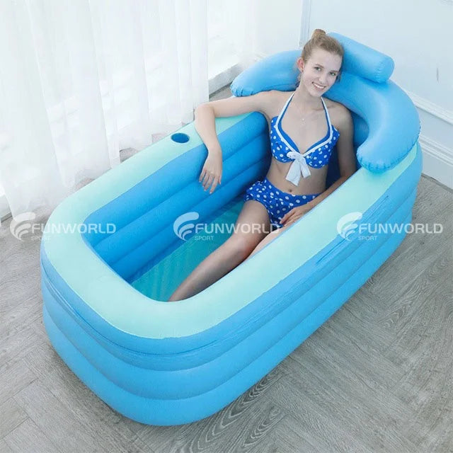 Funworldsport Morden Style Foldable Adult Bathtub Pvc Spa Soaking Bath Tube Inflatable Ice Bath