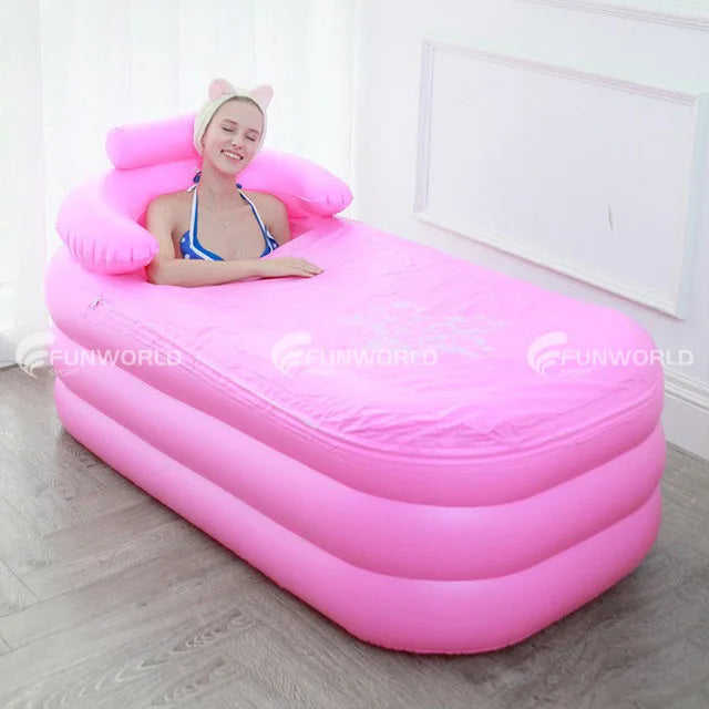 Funworldsport Morden Style Foldable Adult Bathtub Pvc Spa Soaking Bath Tube Inflatable Ice Bath