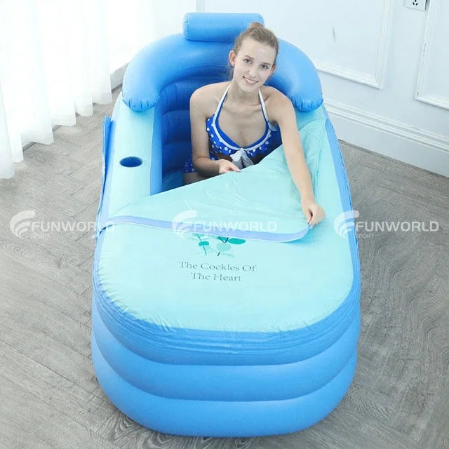 Funworldsport Morden Style Foldable Adult Bathtub Pvc Spa Soaking Bath Tube Inflatable Ice Bath